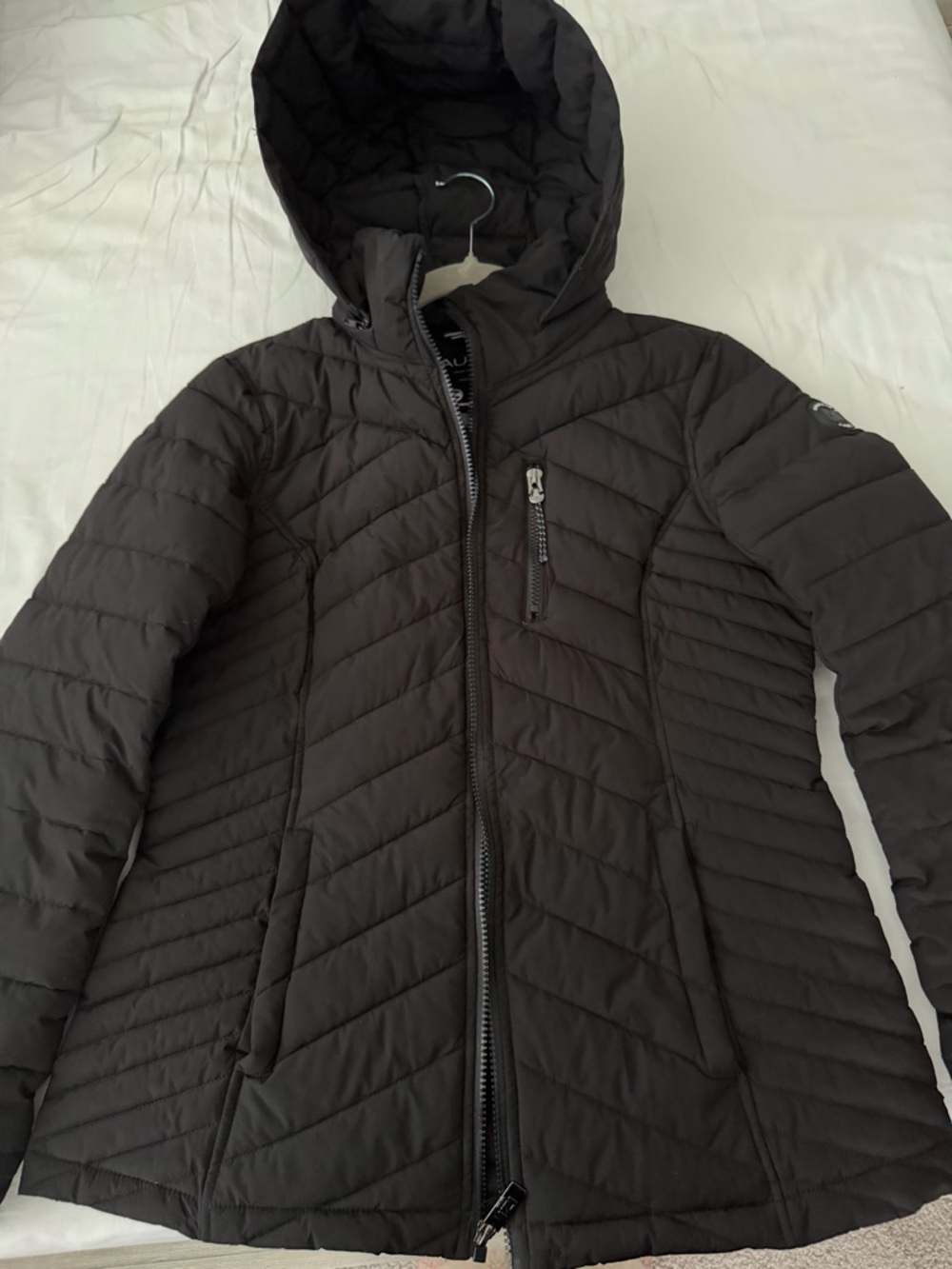 Nautica Women's Black Quilted Hooded Puffer Jacket